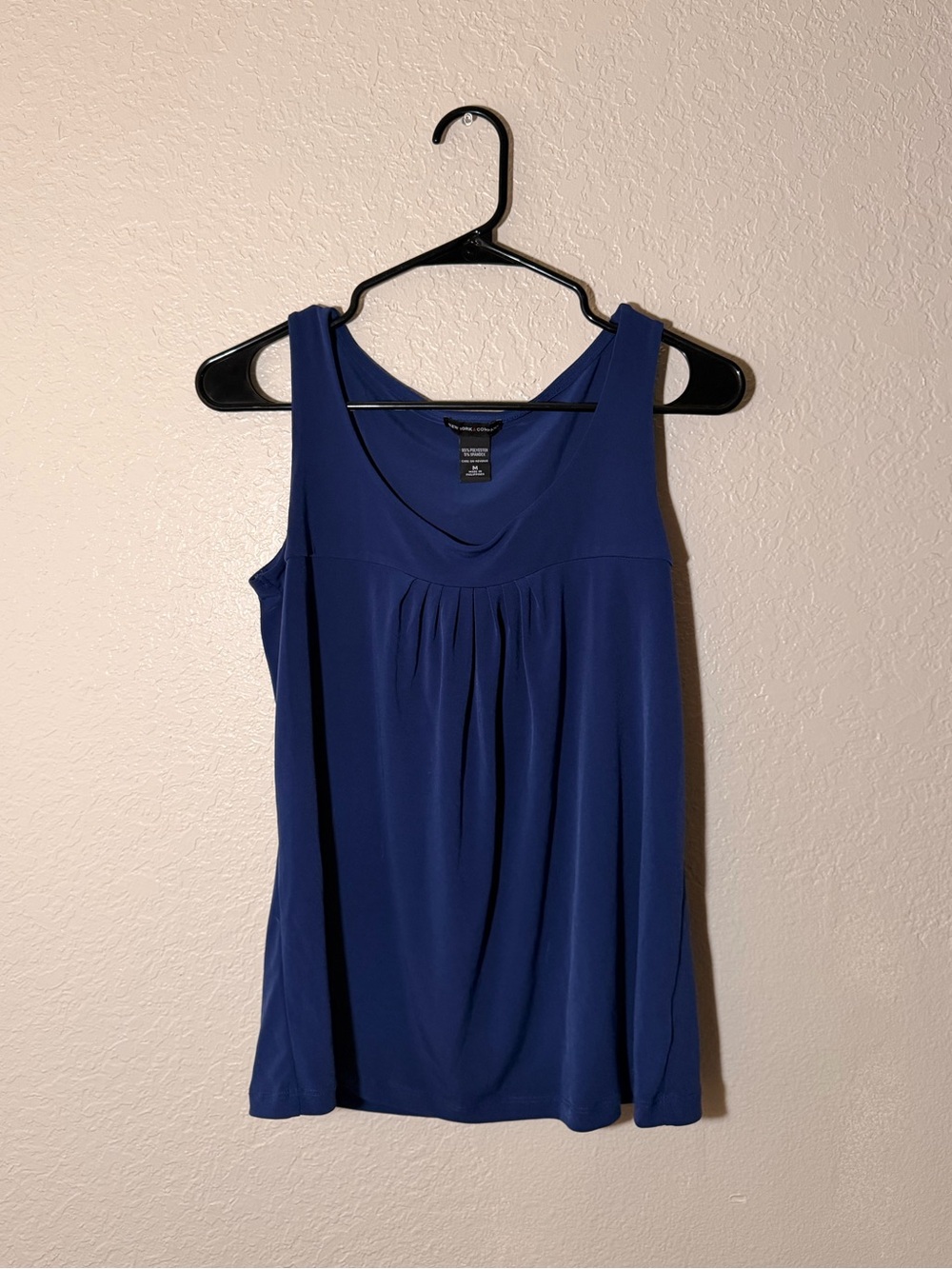 New York & Company Royal Blue Pleated Scoop Neck Tank Top